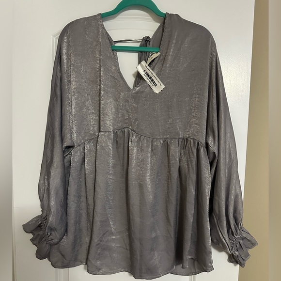 Savanna Jane Tops - Savanna Jane Shimmering Gray Blouse